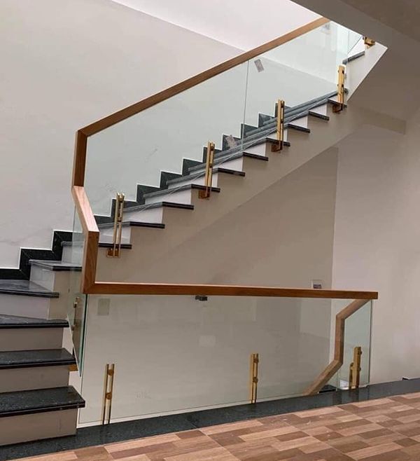 Lan can nhôm kính giả gỗ 